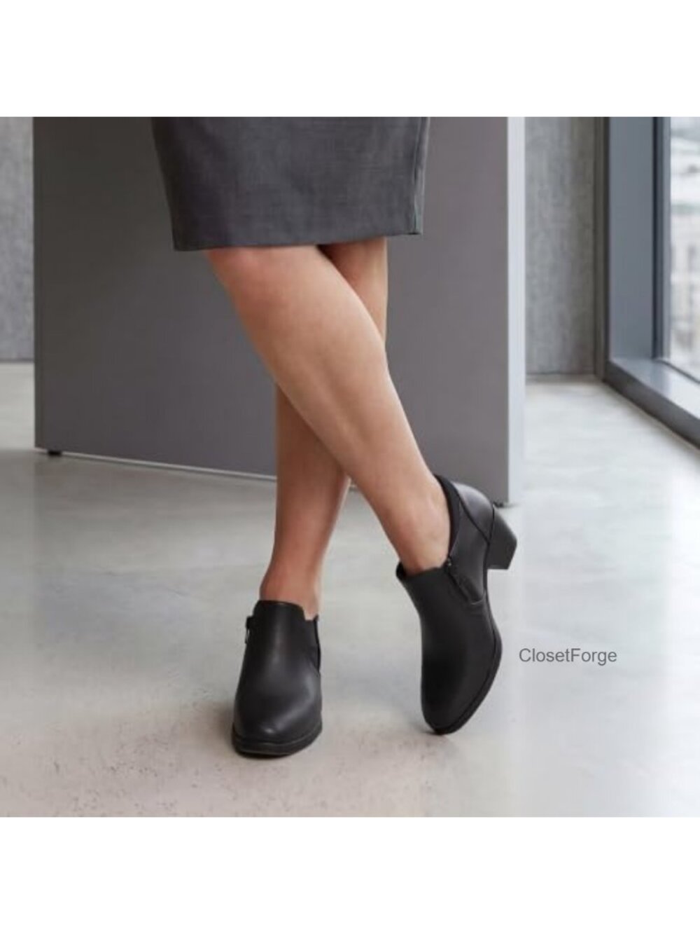Women's Zip-Up Dress Pumps Loafers with Cushioned Insole and Block Heel for